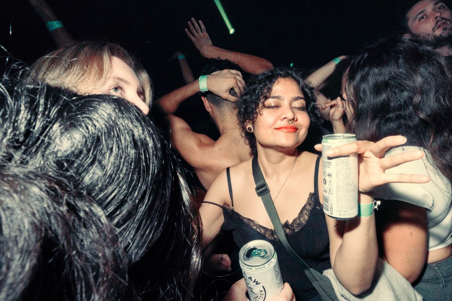 Atmospheric late-night crowd, London nightlife